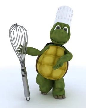 Tortoise chef with balloon whisk Stock Illustration