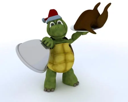 Tortoise with christmas turkey Stock Illustration