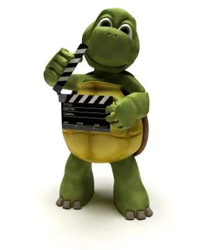 Tortoise with a clapper board Stock Illustration