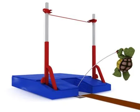 Tortoise competing in pole vault Stock Illustration