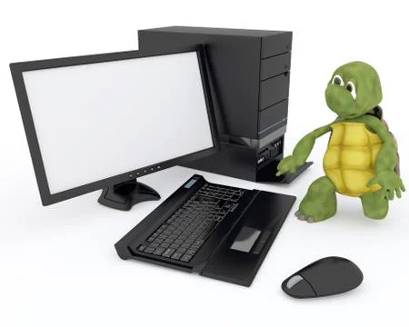 Tortoise with a computer Stock Illustration