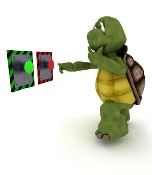 Tortoise deciding which button to push Stock Illustration