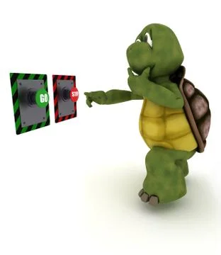 Tortoise deciding which button to push Stock Illustration