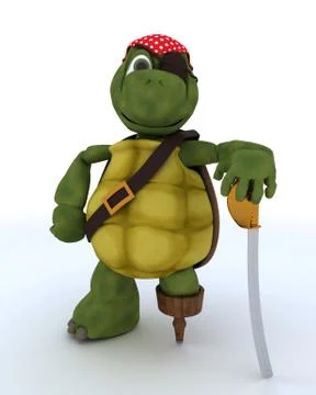 Tortoise dressed as a pirate Stock Illustration