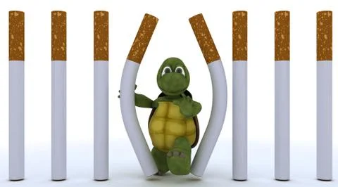 Tortoise escaping cigarette prison Stock Illustration