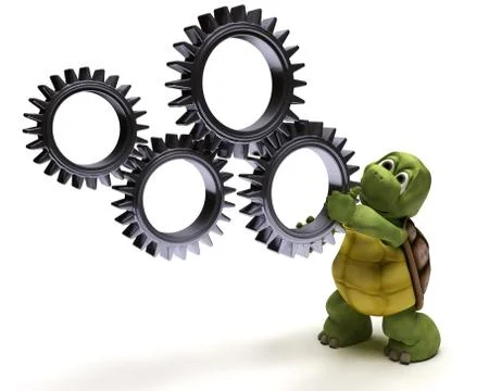 Tortoise with gears Stock Illustration