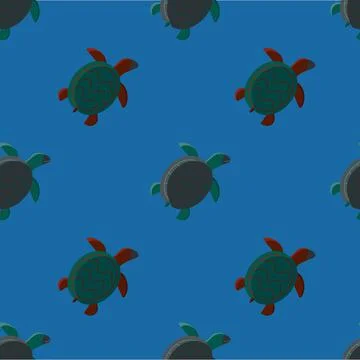 Tortoise, green and red turtle kids flat seamless pattern for Textile, fabric 스톡 일러스트