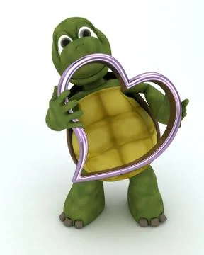 Tortoise with heart charm Stock Illustration
