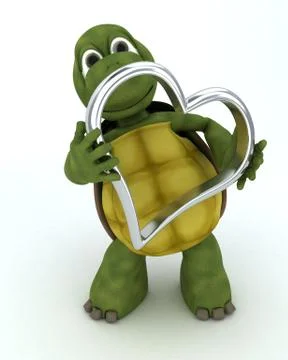 Tortoise with heart charm Stock Illustration