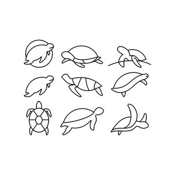 Tortoise icon set  in different style vector illustration Stock Illustration
