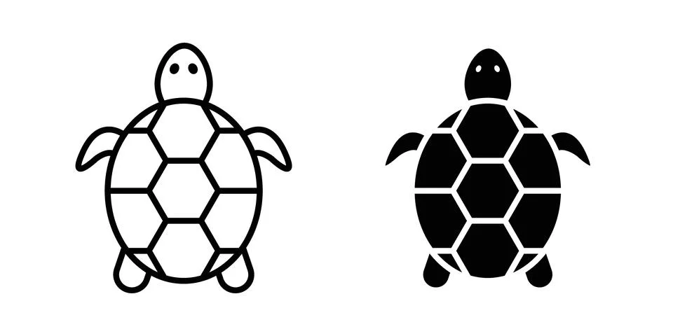 Tortoise icon thin line and clipart style vector set Stock Illustration