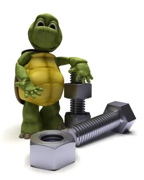 Tortoise with a nut and bolt Stock Illustration