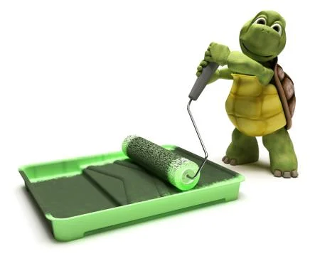 Tortoise with paint roller Stock Illustration