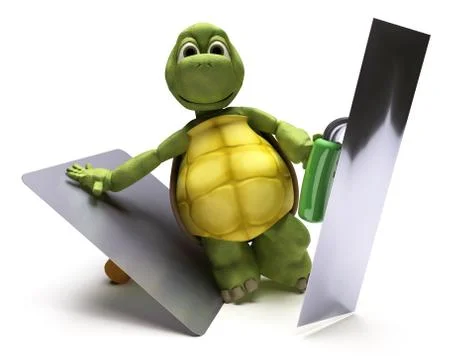 Tortoise with plastering tools Stock Illustration
