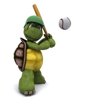 Tortoise playing basball Stock Illustration