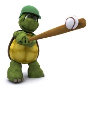 Tortoise playing basball Stock Illustration