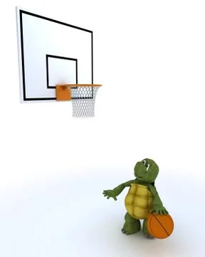 Tortoise playing basket ball Stock Illustration
