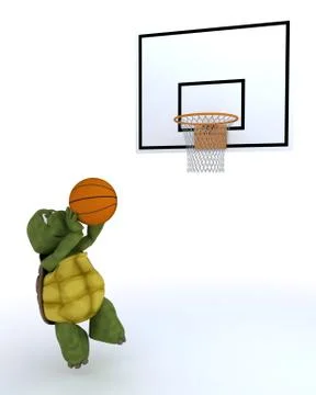 Tortoise playing basket ball Stock Illustration