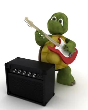 Tortoise playing the guitar Stock Illustration