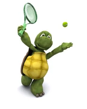 Tortoise playing tennis Stock Illustration