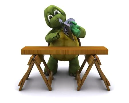 Tortoise with a power saw Stock Illustration