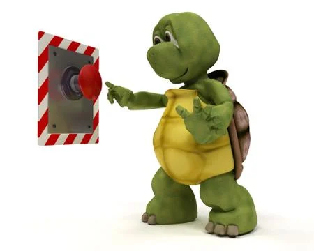 Tortoise with push button Stock Illustration