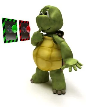 Tortoise with push button Stock Illustration