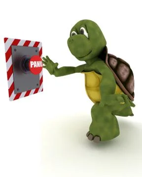 Tortoise pushing a button Stock Illustration