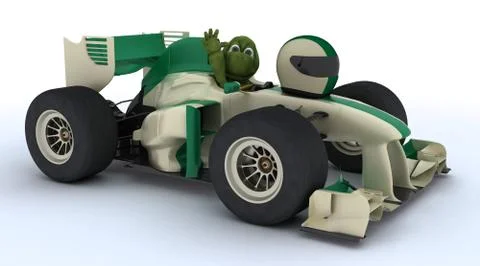Tortoise with racing car Stock Illustration