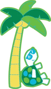 Tortoise relaxing under coconut tree Stock Illustration