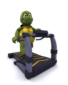 Tortoise running on a treadmill Stock Illustration
