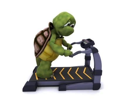 Tortoise running on a treadmill Stock Illustration