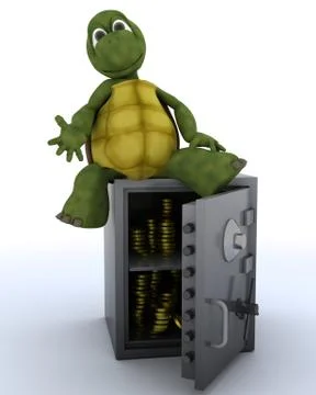 Tortoise sat on a safe Illustrazione stock