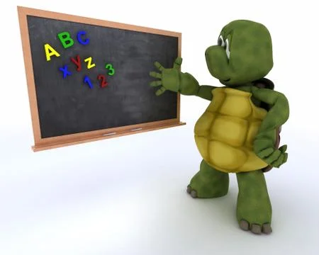 Tortoise with school chalk board Stock Illustration
