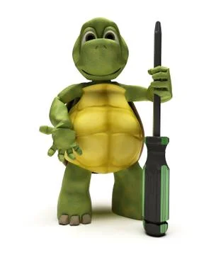 Tortoise with a screwdriver Stock Illustration