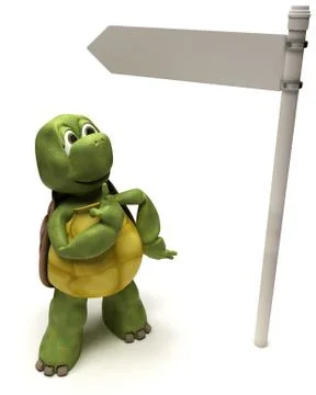 Tortoise with a signpost Illustrazione stock