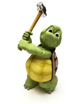 Tortoise with a sledge hammer Stock Illustration