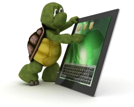 Tortoise with tablet PC Stock Illustration