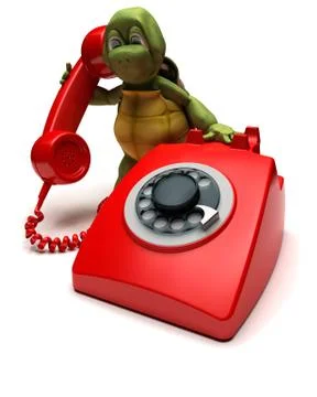 Tortoise with a telephone Stock Illustration