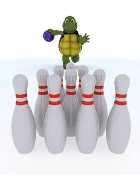 Tortoise ten pin bowling Stock Illustration