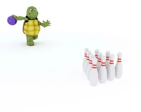 Tortoise ten pin bowling Stock Illustration