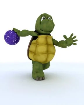 Tortoise ten pin bowling Stock Illustration