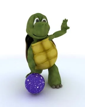Tortoise ten pin bowling Stock Illustration
