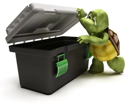 Tortoise with tool box Stock Illustration