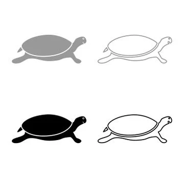 Tortoise turtle icon outline set grey black color Illustrazione stock