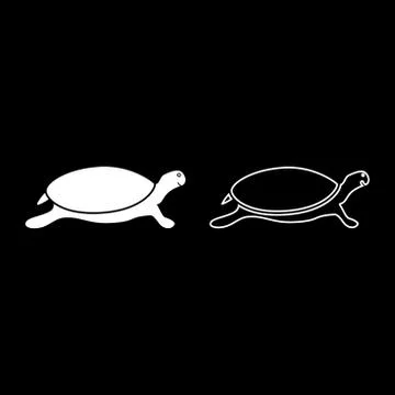 Tortoise turtle icon set white color illustration flat style simple image Stock Illustration