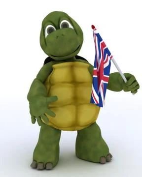 Tortoise with Union Jack Flag Stock Illustration