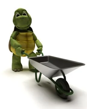 Tortoise with a wheel barrow Stock Illustration