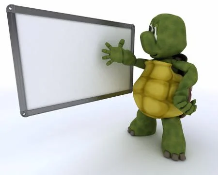 Tortoise with White class room drywipe marker board Stock Illustration