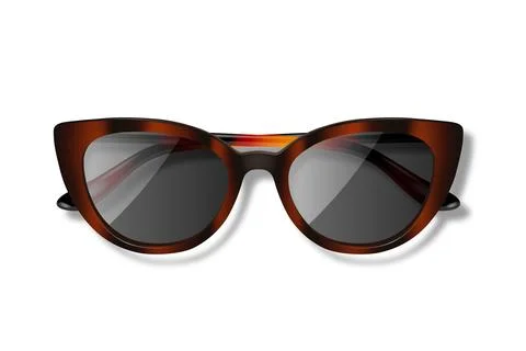 Tortoiseshell Sunglasses, 3d Vector Illustration. Stylish Brown Retro Sungl.. Stock-Illustration